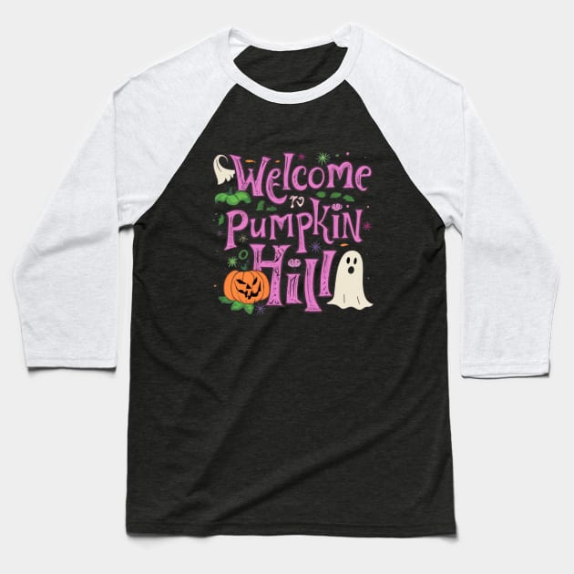 Pumpkin Hill Baseball T-Shirt by BukovskyART